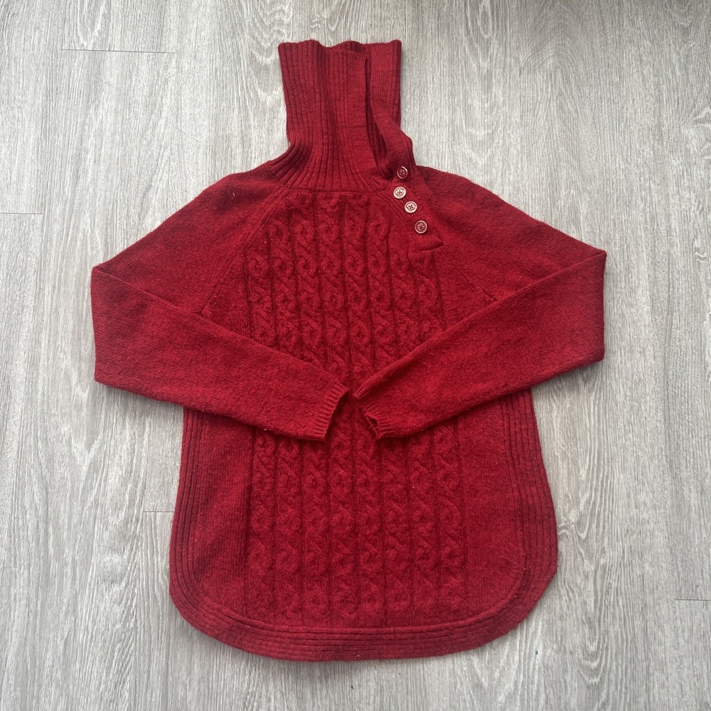 Y2K Comfy Soft Croft And Barrow Red Oversized Cowl Knit Sweater Fold Over M